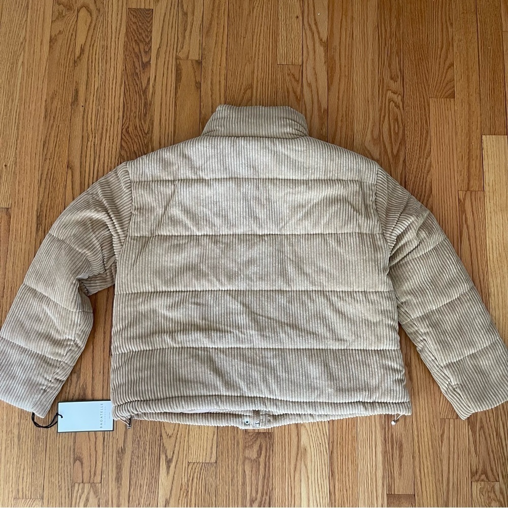 NEW Bagatelle Sand Corduroy Puffer Jacket Cropped 82420 Size Large NWT - Picture 4 of 6